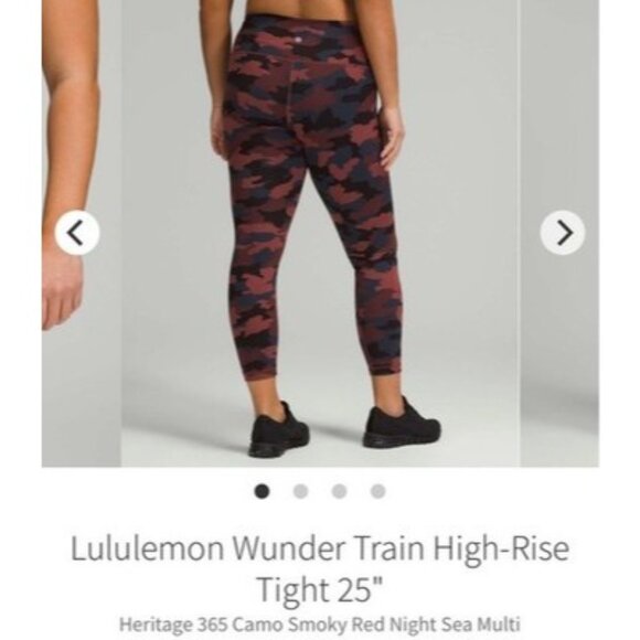 Lululemon Wunder Train High-Rise Leggings Camo Red Size 6 - Picture 1 of 5